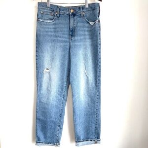 JCREW Womens 30 Tall Medium Wash Classic Straight Distressed Jeans BA655 UU4